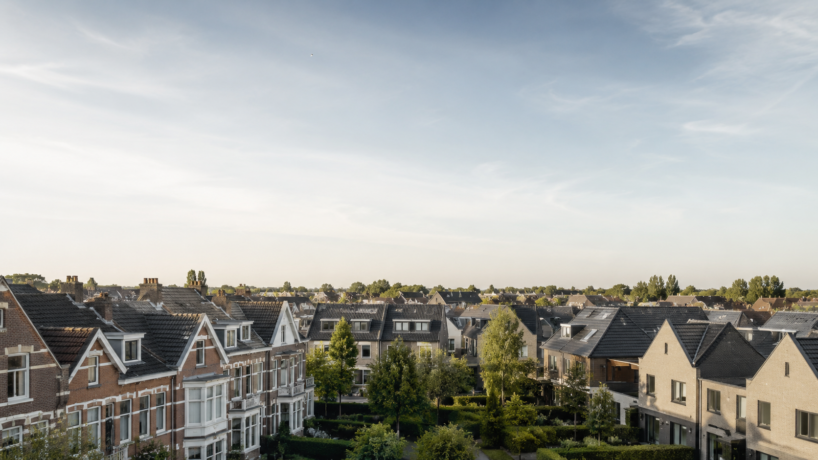 Nederlandse woonwijk met rijtjeshuizen